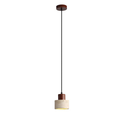 Travertine and Wood Pendant - Tibur.120
