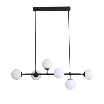 6 Light Opal Glass Pendant - Eva.6 Black
