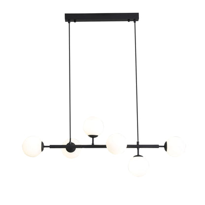 6 Light Opal Glass Pendant - Eva.6 Black