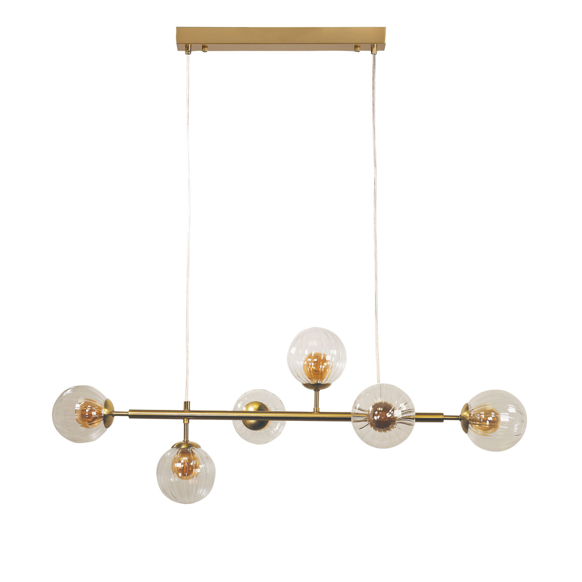 6 Light Optic Glass Pendant - Volli.6 Satin Brass