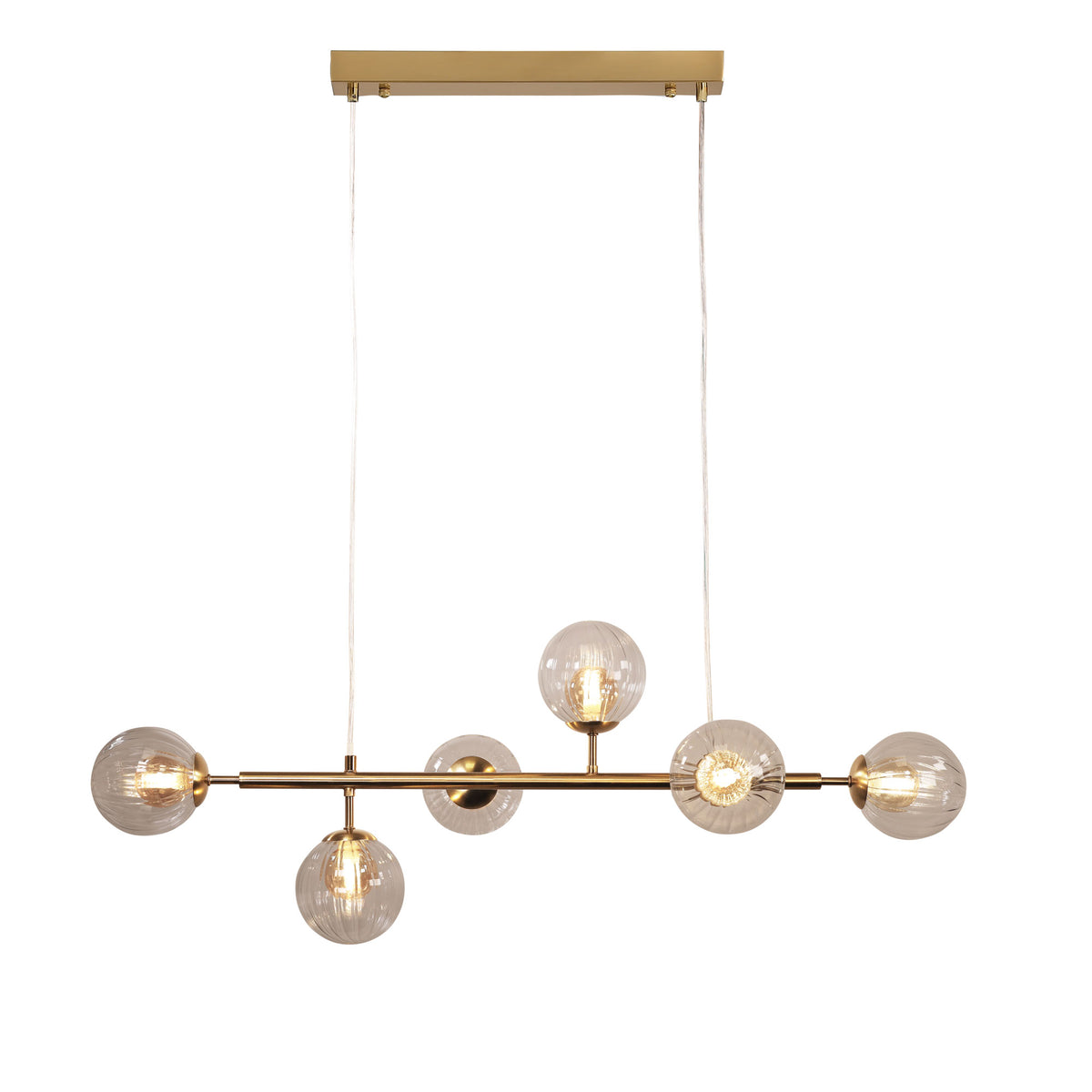 6 Light Optic Glass Pendant - Volli.6 Satin Brass