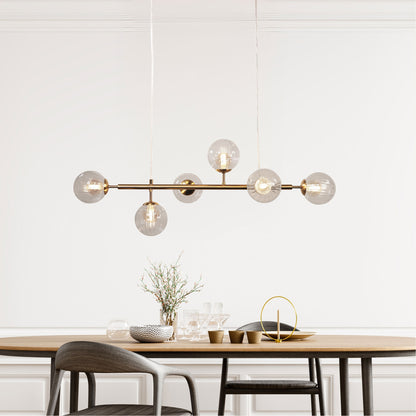 6 Light Optic Glass Pendant - Volli.6 Satin Brass