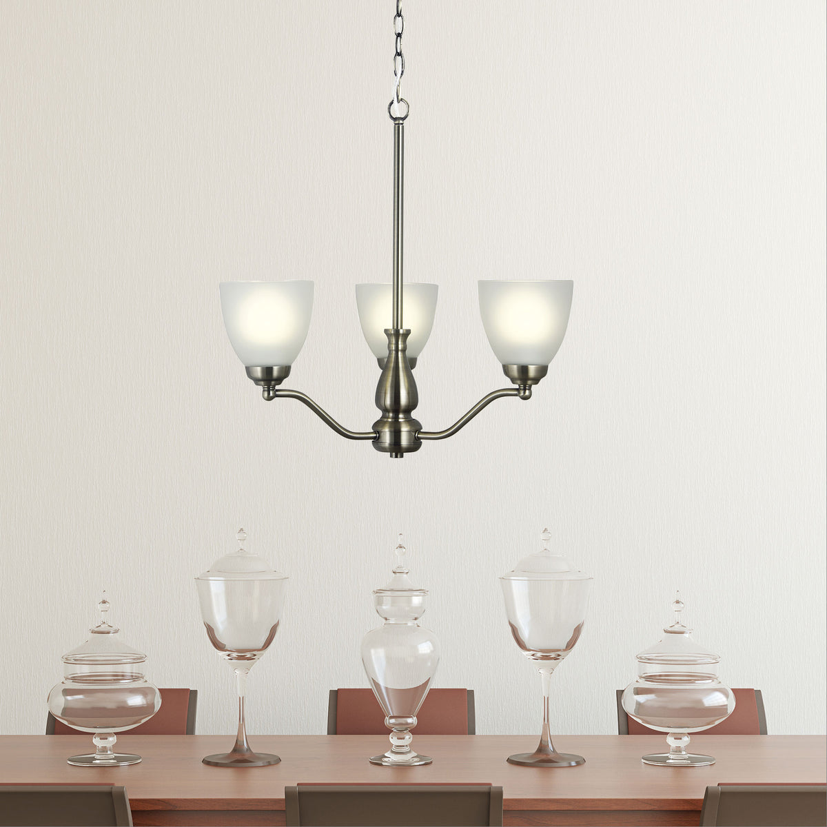 Traditional Glass Pendant - Rochester 3LT Antique Brass
