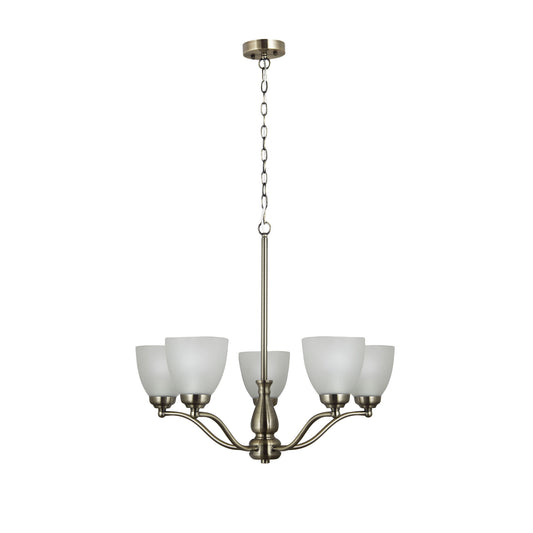 Traditional Glass Pendant - Rochester 5LT Antique Brass