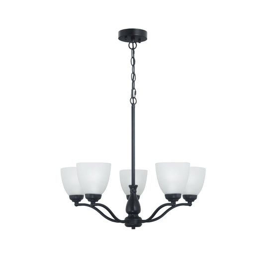 Traditional Glass Pendant - Rochester 5LT Black