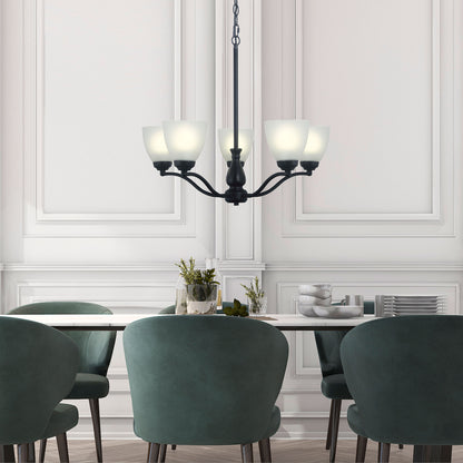 Traditional Glass Pendant - Rochester 5LT Black