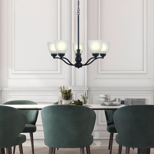Traditional Glass Pendant - Rochester 5LT Black