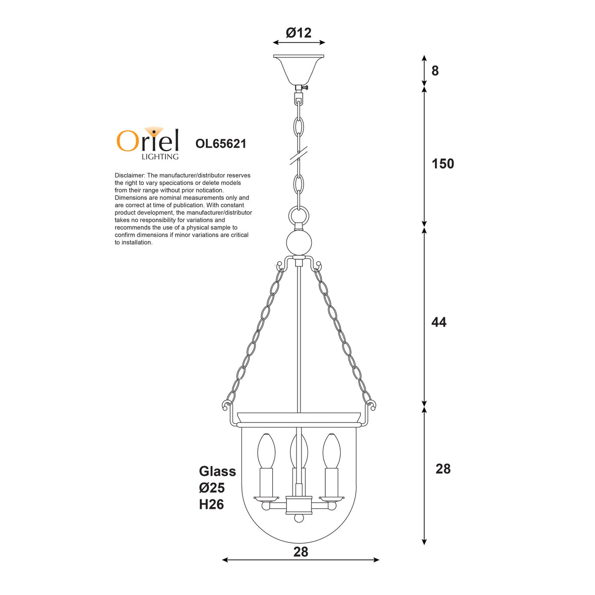 Traditional Glass Pendant - Weston