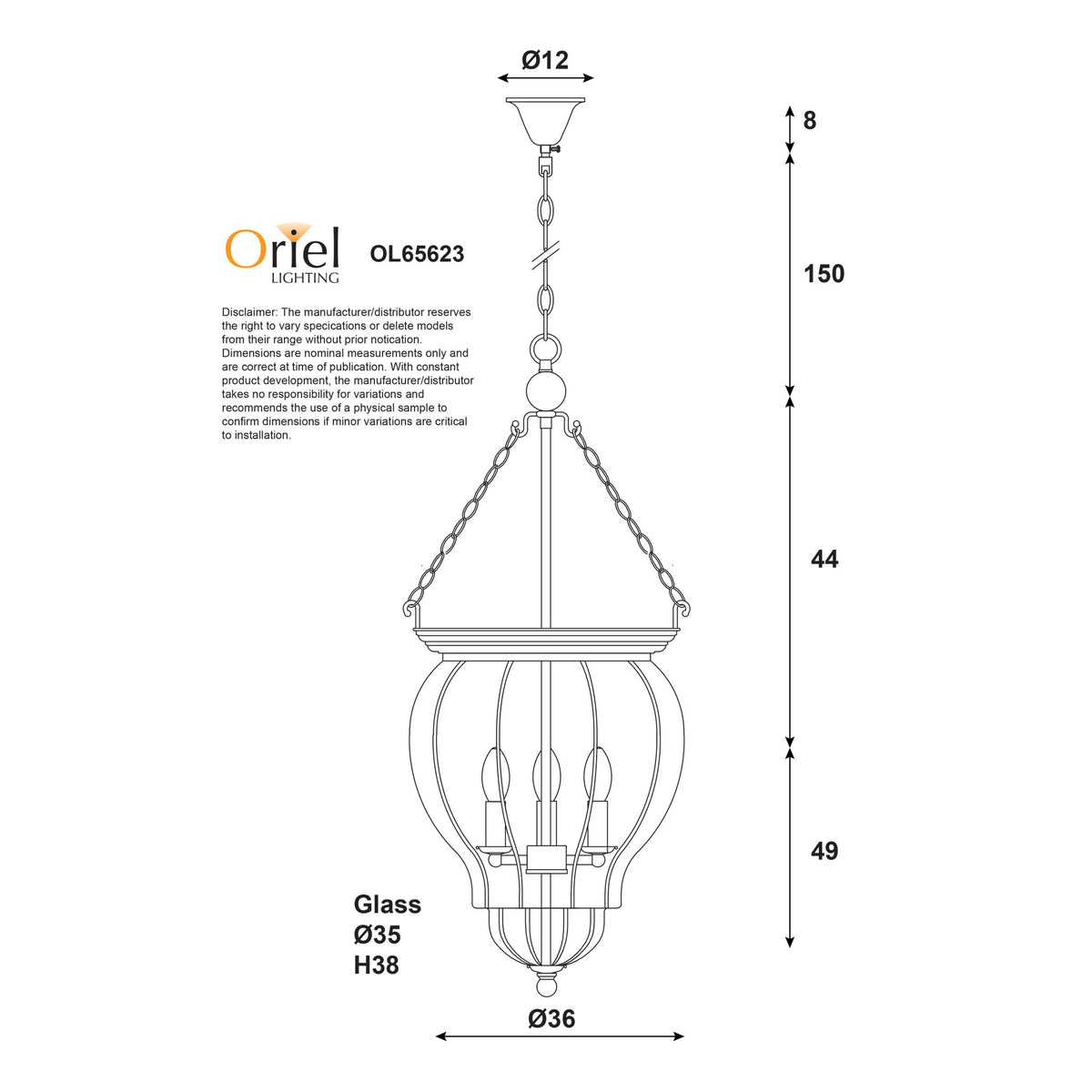Traditional Glass Pendant - Newham