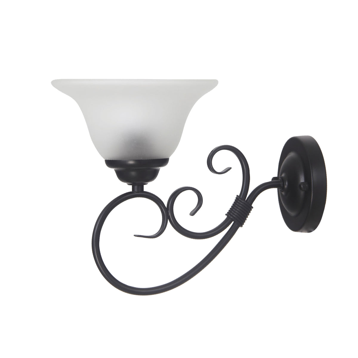 Black Traditional Frost Wall Light - Gaston II Wall Light Black