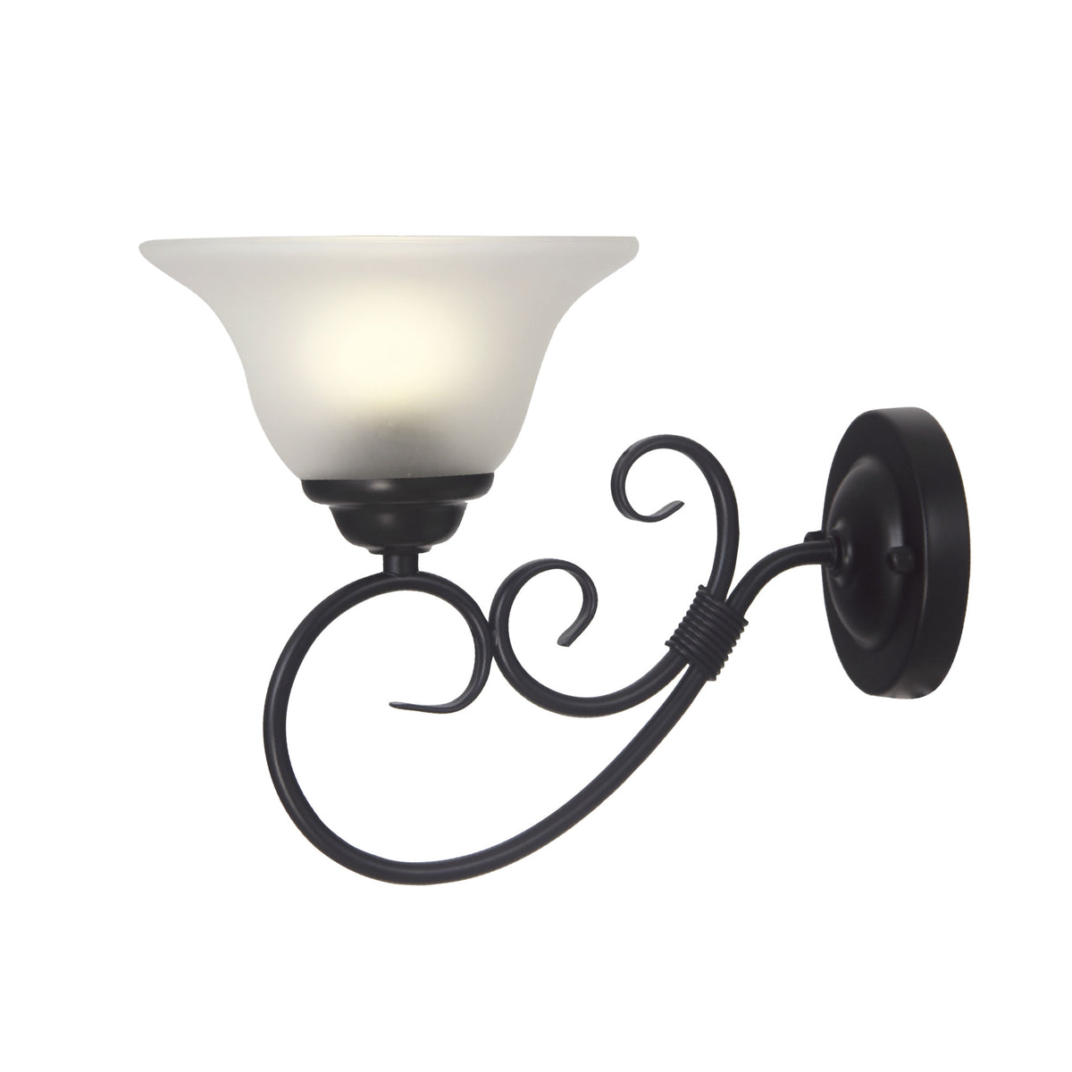 Black Traditional Frost Wall Light - Gaston II Wall Light Black