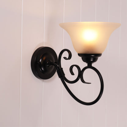 Black Traditional Frost Wall Light - Gaston II Wall Light Black