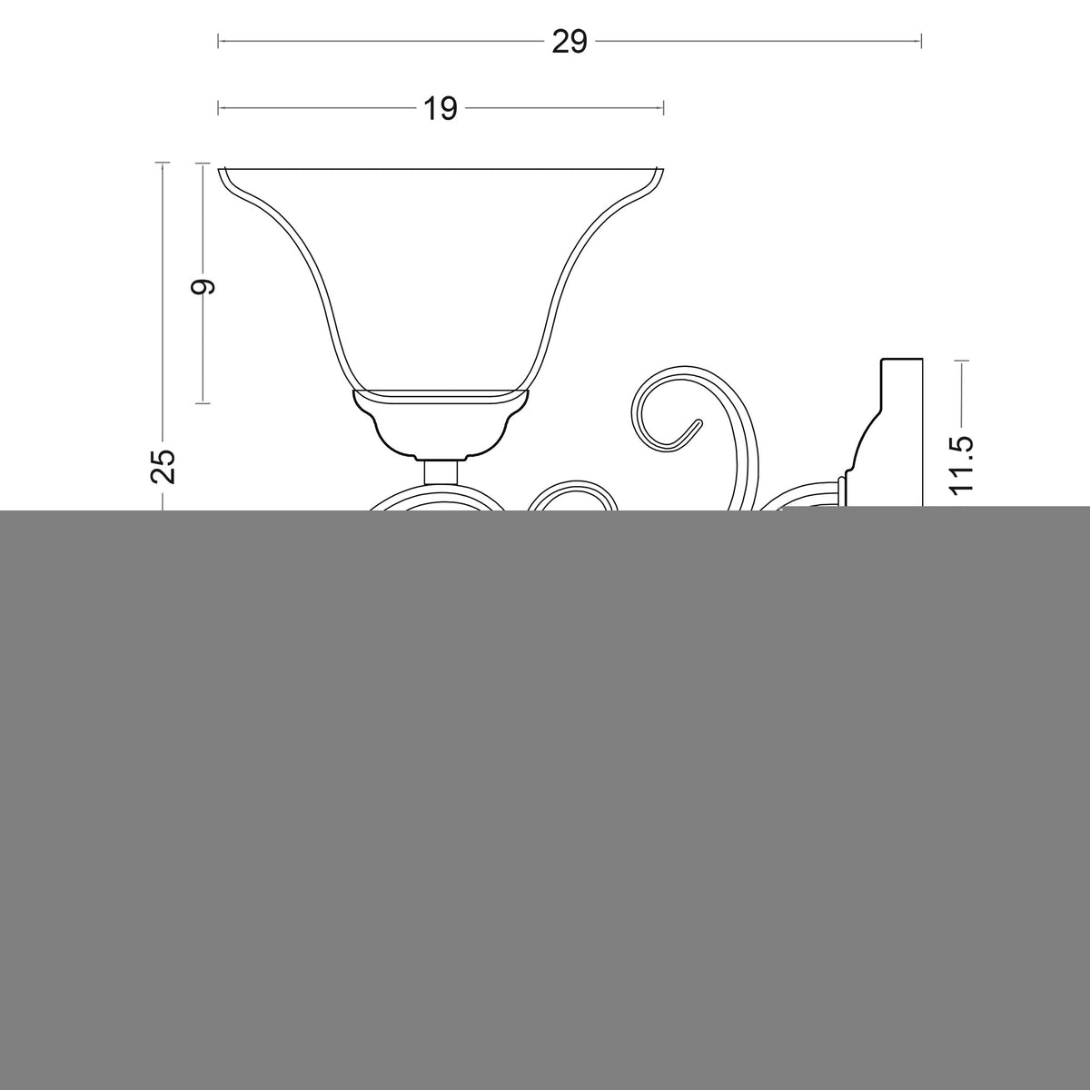 Black Traditional Frost Wall Light - Gaston II Wall Light Black