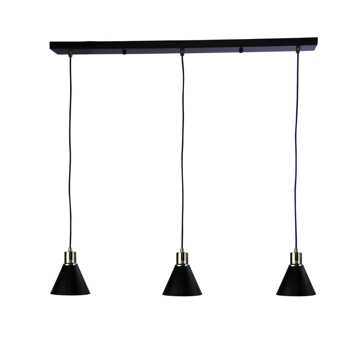 Black and Antique Brass 3 Light Bar Pendant - Como Trilight Ab