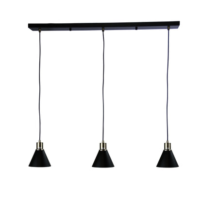 Black and Antique Brass 3 Light Bar Pendant - Como Trilight Ab