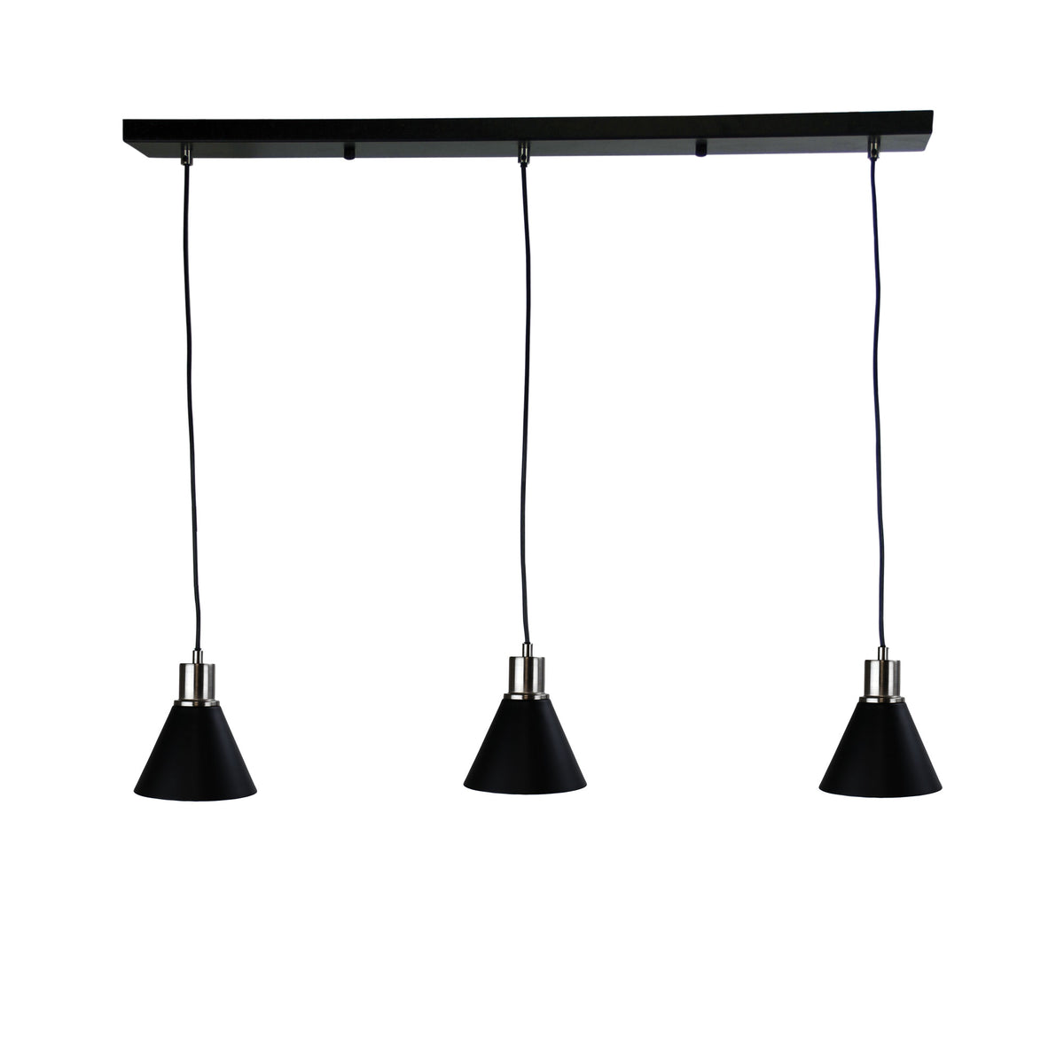 Black and Brushed Chrome 3 Light Bar Pendant - Como Trilight Bc