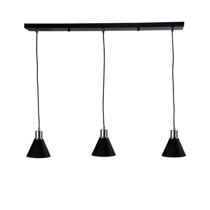 Black and Brushed Chrome 3 Light Bar Pendant - Como Trilight Bc