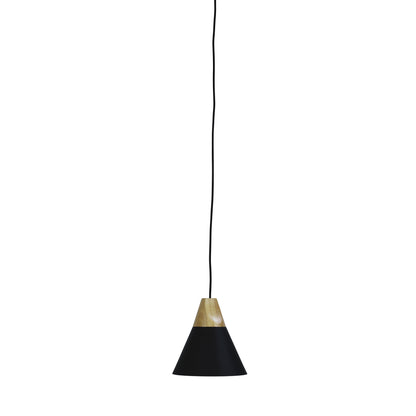 Stylish Conical Black Pendant with Real Wood Accents - Trigo.20