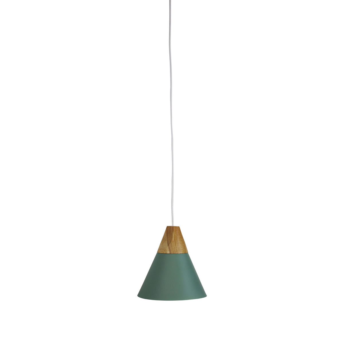 Stylish Conical Green Pendant with Real Wood Accents - Trigo.20