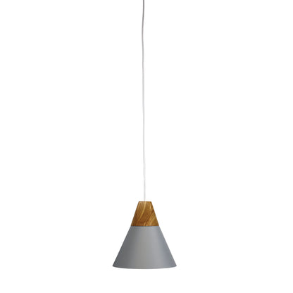 Stylish Conical Grey Pendant with Real Wood Accents - Trigo.20