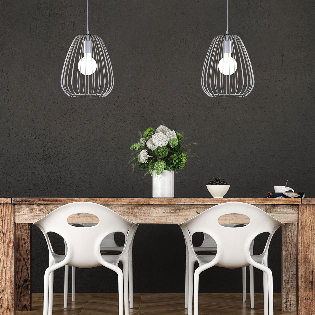 Metal Wire Pendant - Pera.27 White