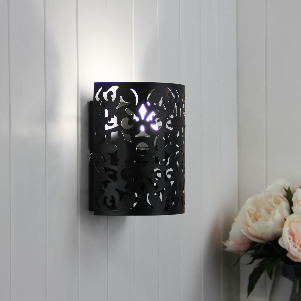 Laser Cut Metal Wall Mounted Light - Vicky Wall Black