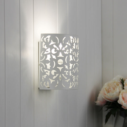 Laser Cut Metal Wall Mounted Light - Vicky Wall White