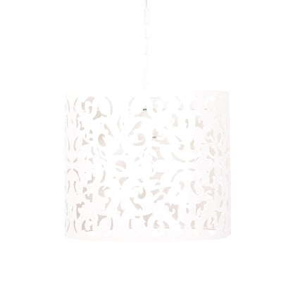 Laser Cut Metal Pendant White - Vicky 35