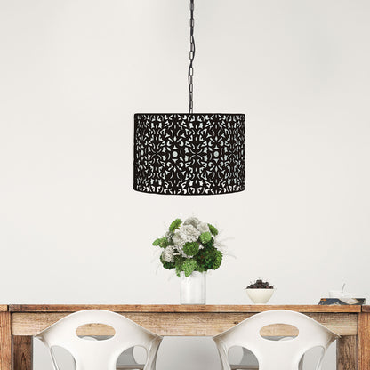 Laser Cut Metal Pendant Black - Vicky 45