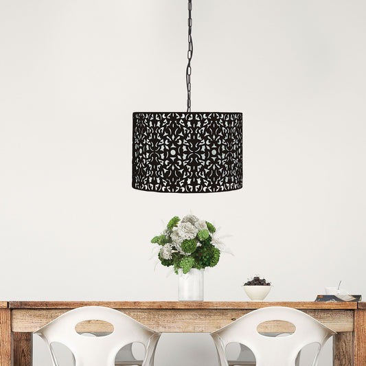 Laser Cut Metal Pendant Black - Vicky 45