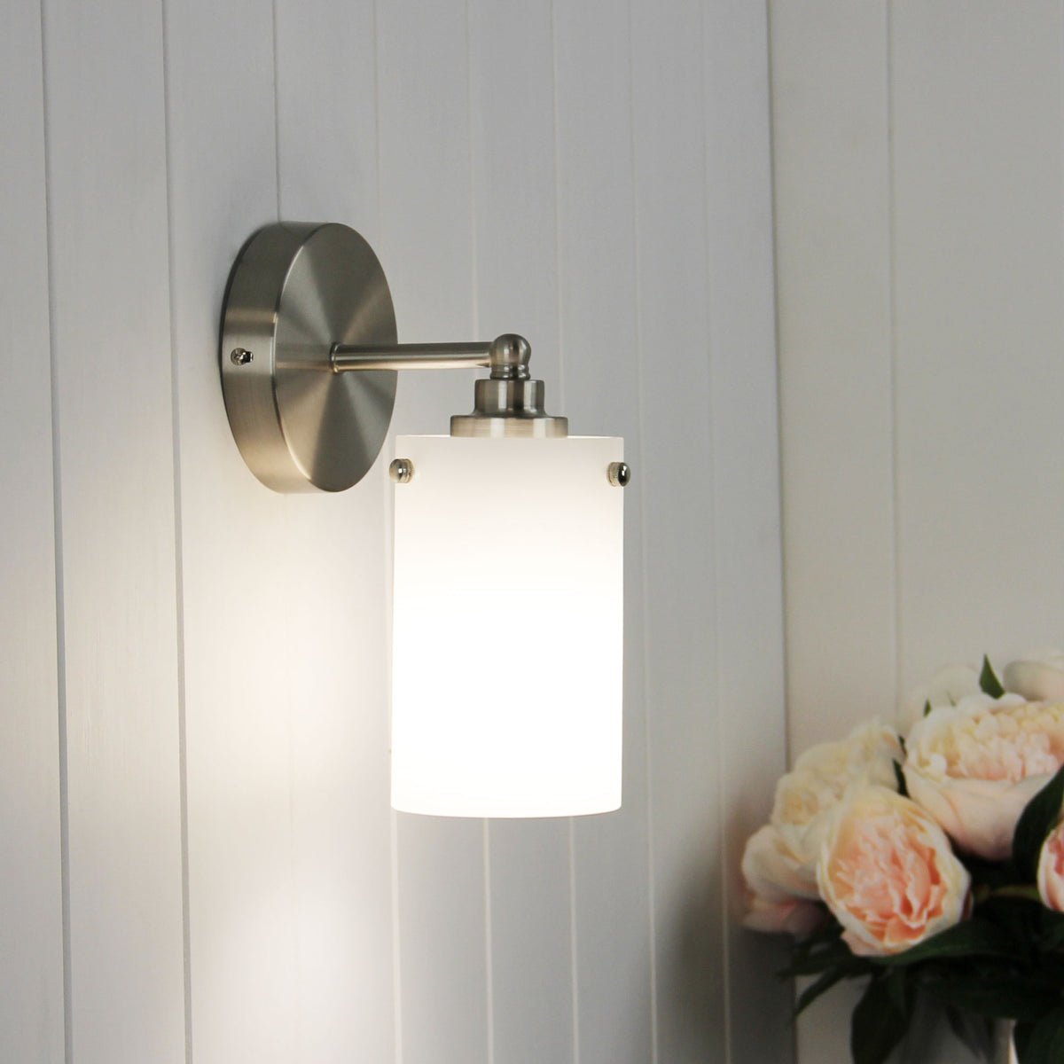 Retro Brushed Chrome and Glass Wall Light - Zest Wall