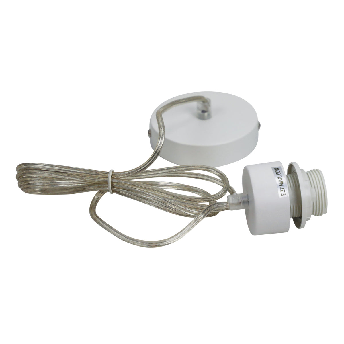 180cm E27 Suspension Kit White W/clear Cord - Parti Cord Clear