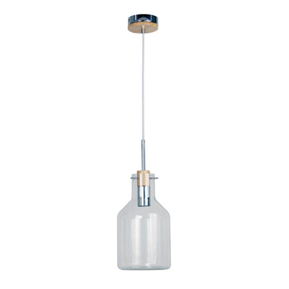 Scandi Clear Glass and Timber Pendant - Holbeck.17