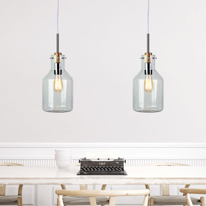 Scandi Clear Glass and Timber Pendant - Holbeck.17
