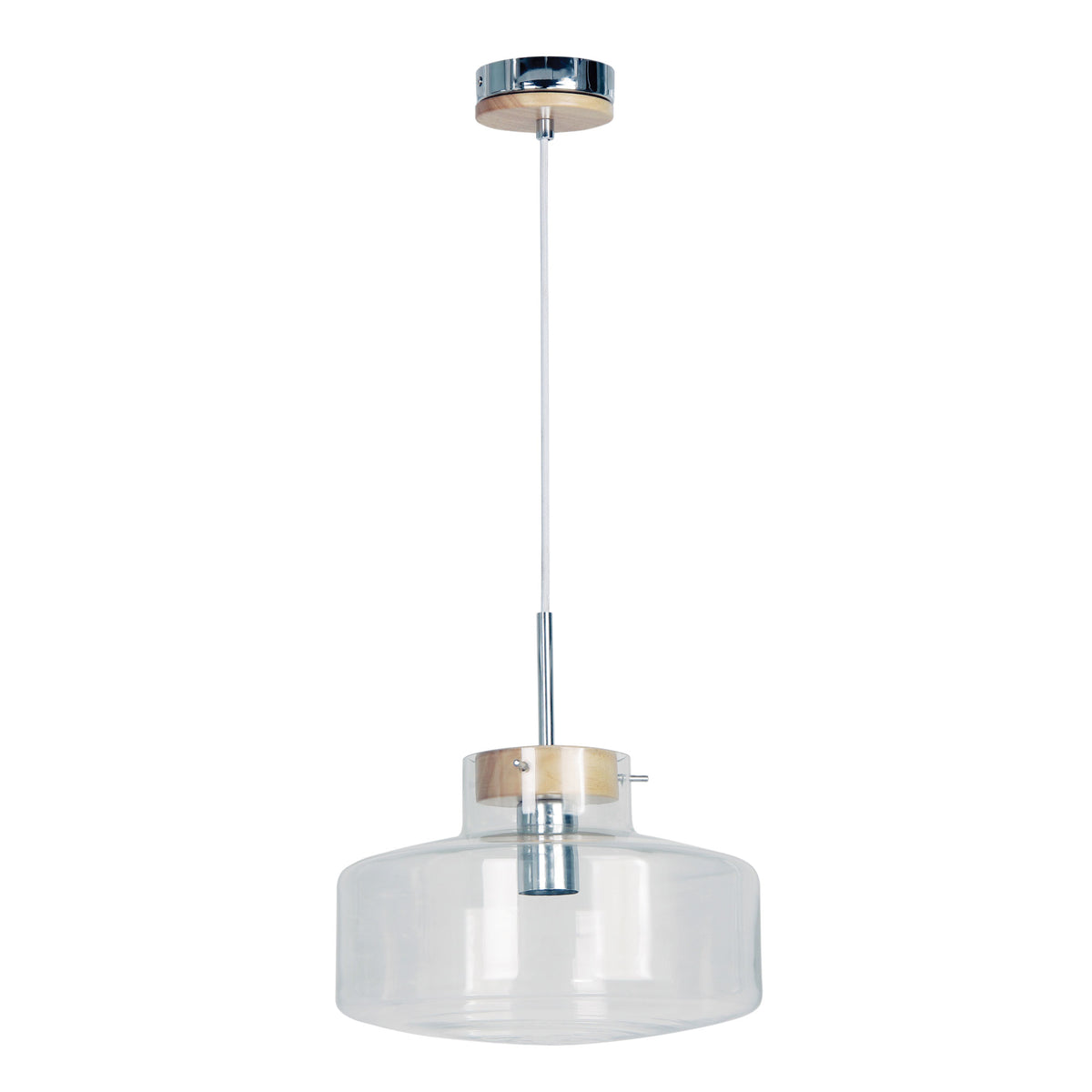 Scandi Clear Glass and Timber Pendant - Holbeck.30