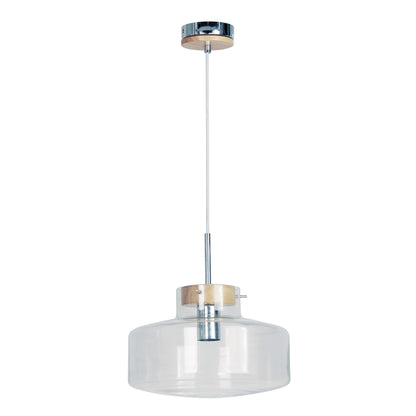 Scandi Clear Glass and Timber Pendant - Holbeck.30