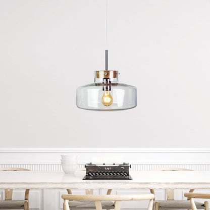 Scandi Clear Glass and Timber Pendant - Holbeck.30
