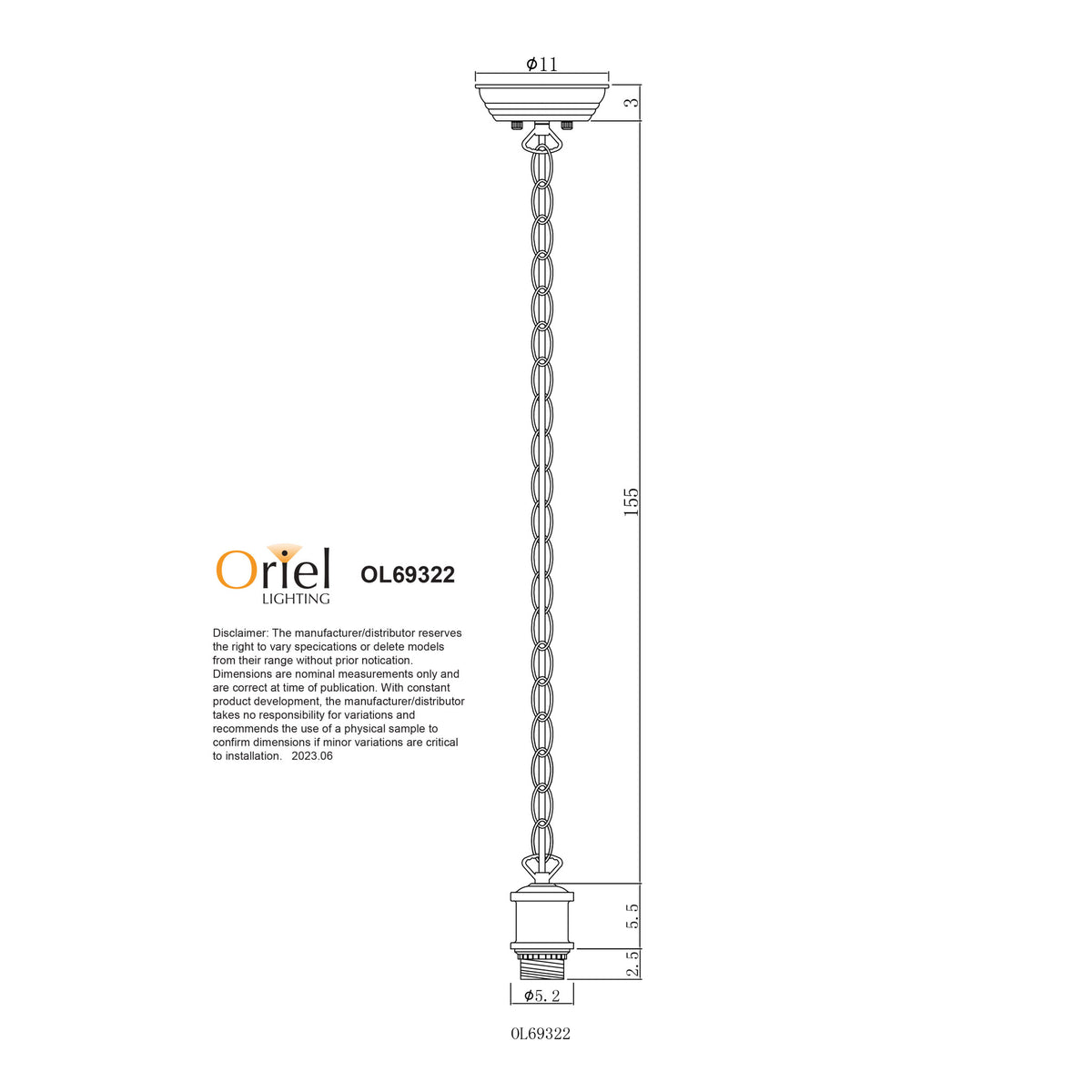 170cm Vintage Chain Suspension White - Albany Chain White