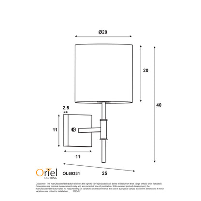 Wall Sconce with Fabric Shade - Bella Satin Brass