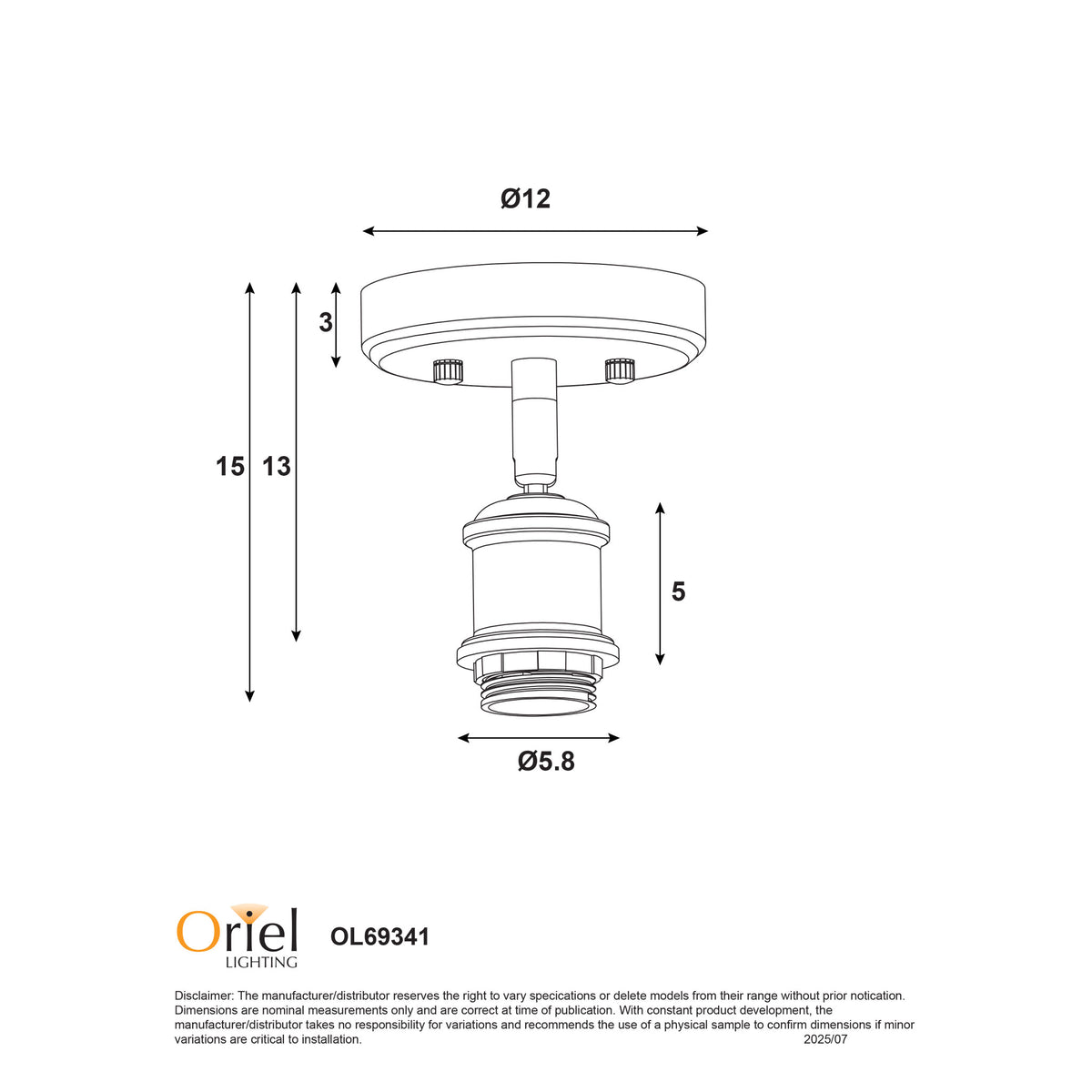 E27 Ceiling and Wall Mount - Bradway Ctc Antique Brass