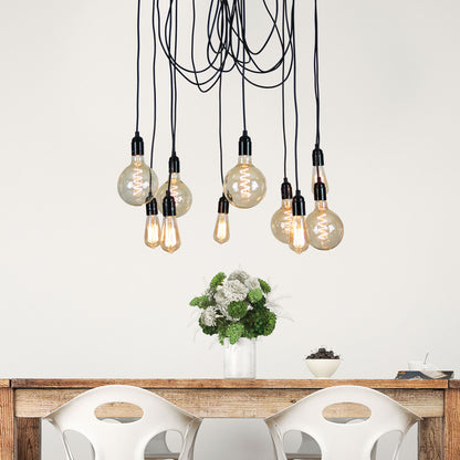 Retro Industrial Multi 180cm Suspension - Philly 10 Light Black
