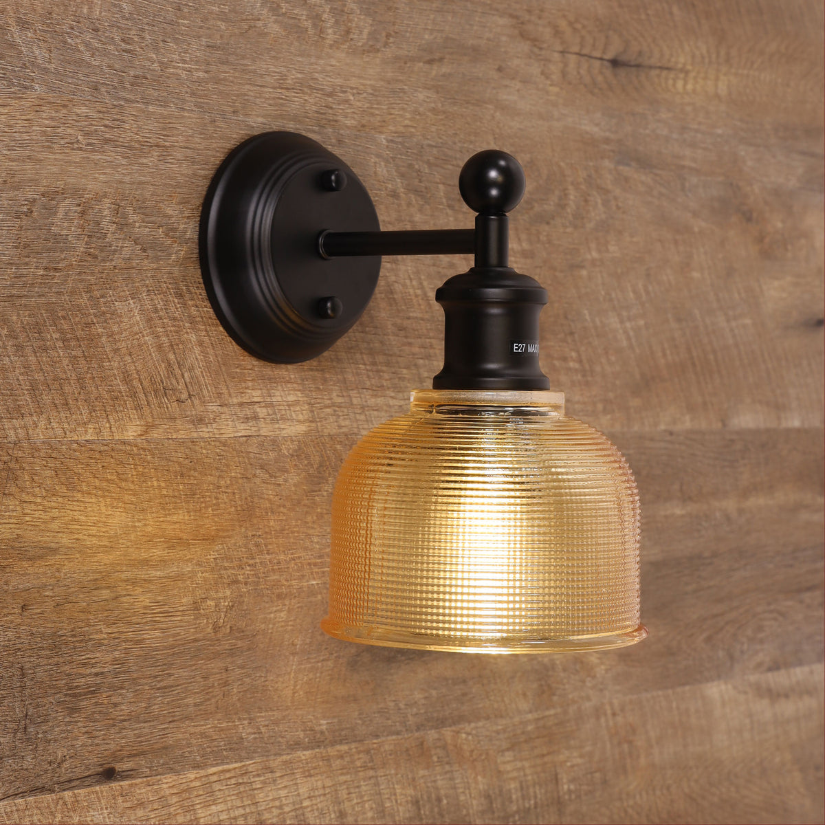 Holophane Glass Wall Light - Brighton Amber