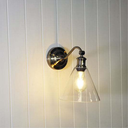 Hamptons Style Classic Wall Light - Abby Antique Brass