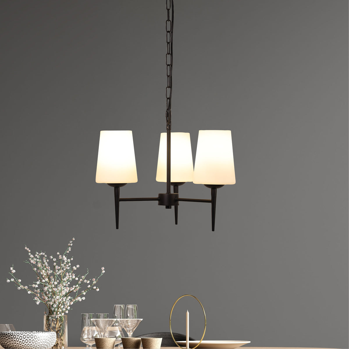 Retro Designer Triple Pendant - Foxdale 3 Black