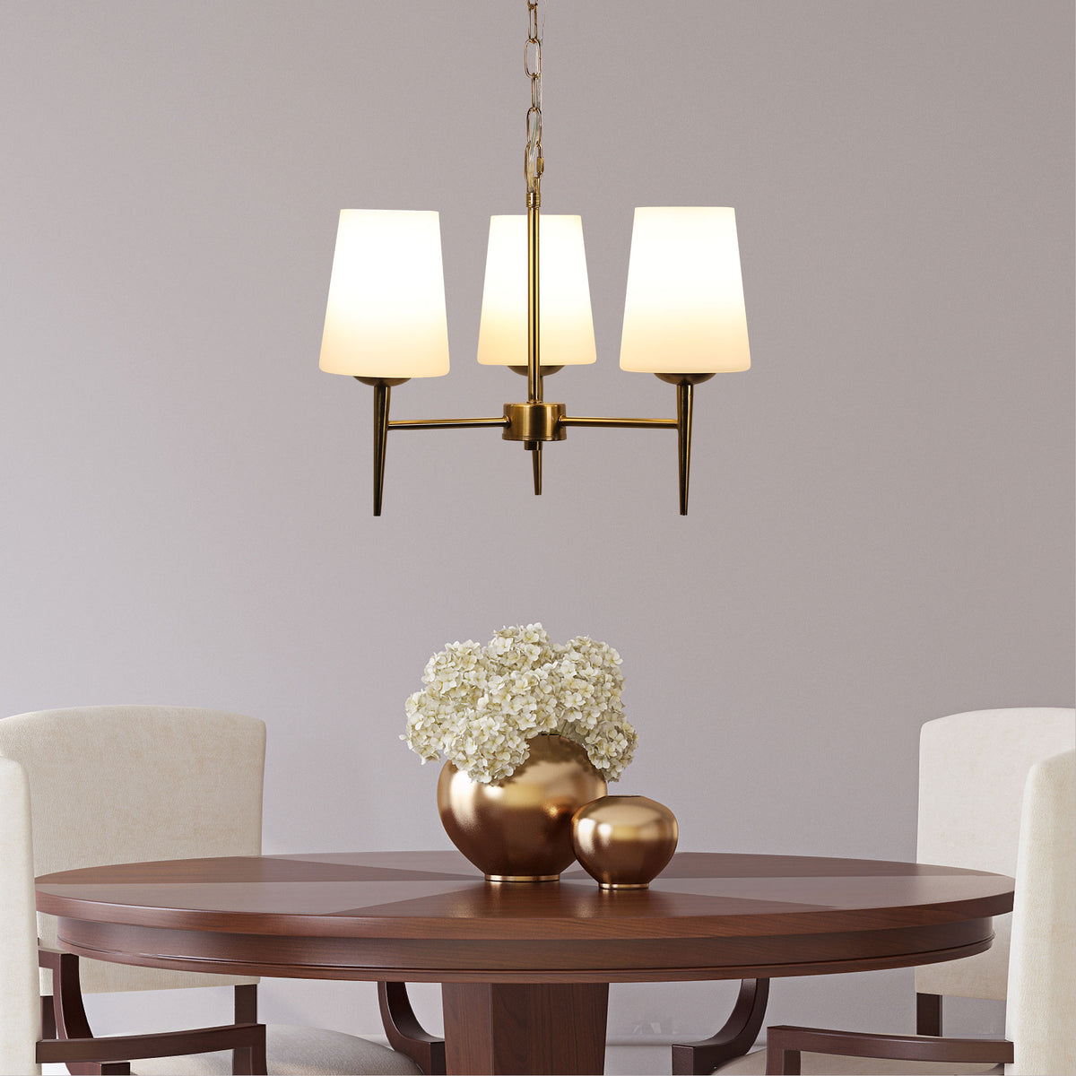 Retro Designer Triple Pendant - Foxdale 3 Satin Brass