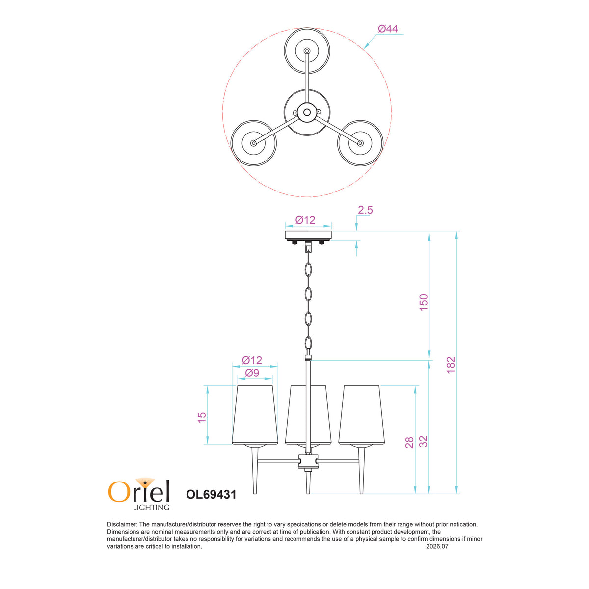 Retro Designer Triple Pendant - Foxdale 3 Black