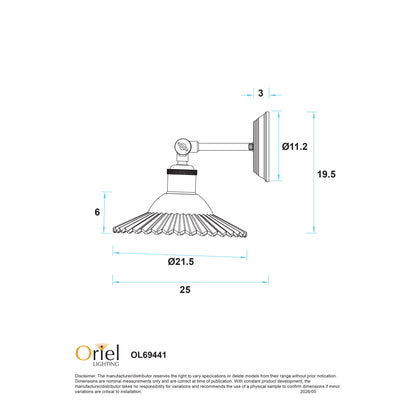 Clear Pleated Glass Wall Light - Croydon Clear / Black