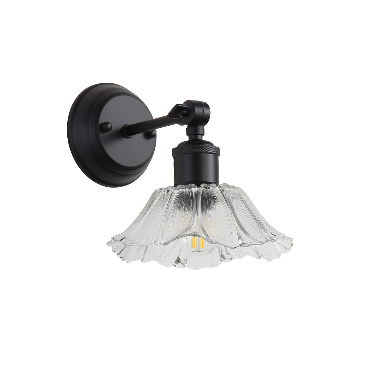 Vintage Glass Wall Light - Fleur Clear/black
