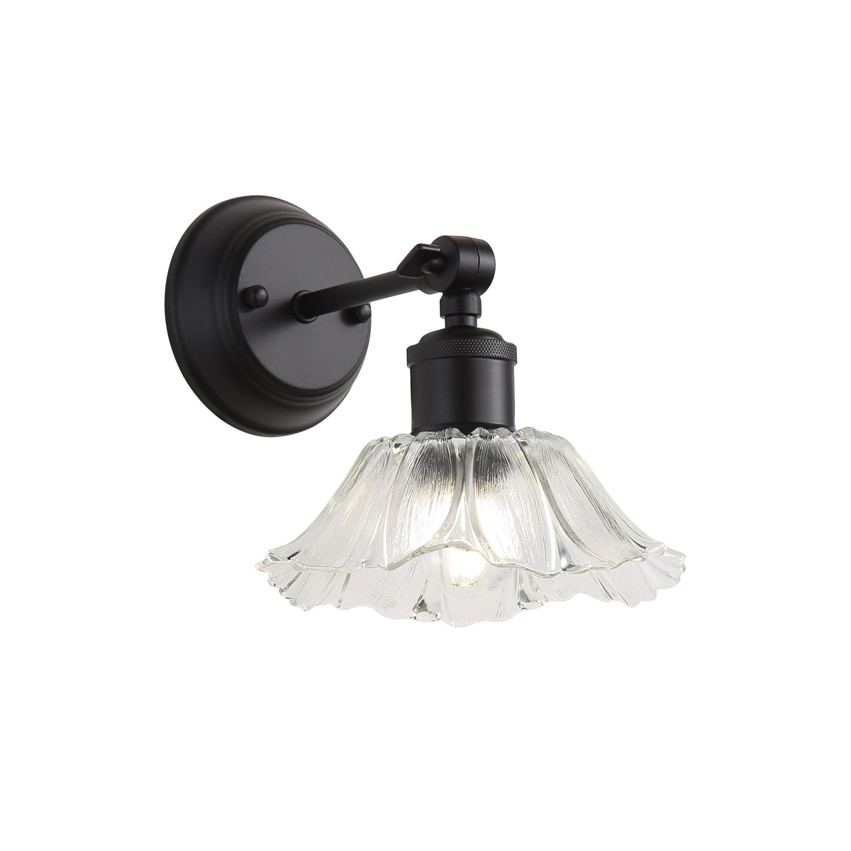 Vintage Glass Wall Light - Fleur Clear/black