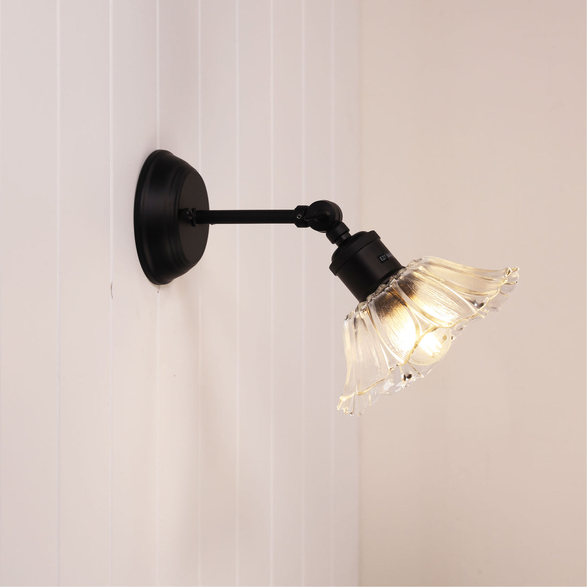 Vintage Glass Wall Light - Fleur Clear/black